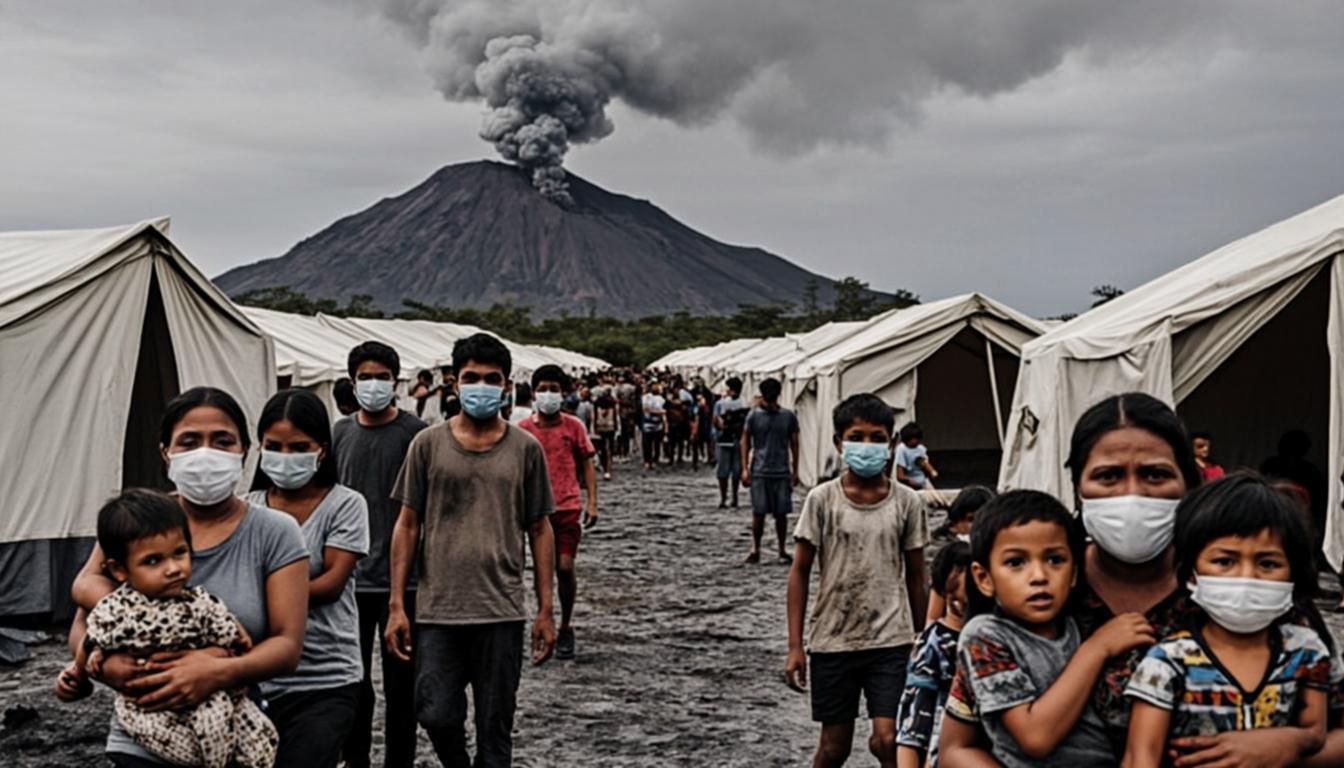 Pengungsi di posko darurat dilengkapi masker
